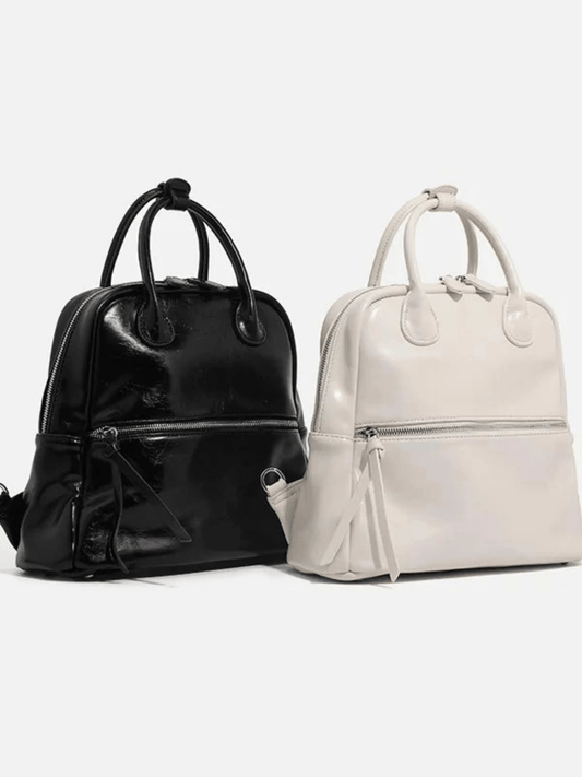 Nyx | Glossy Black Leather Backpack – Bold & Timeless
