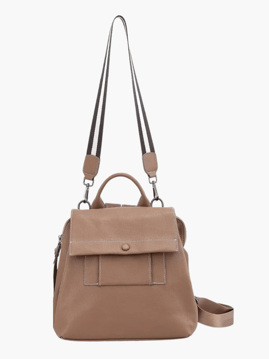 Ava | Modern Taupe Leather Backpack – Effortless Elegance
