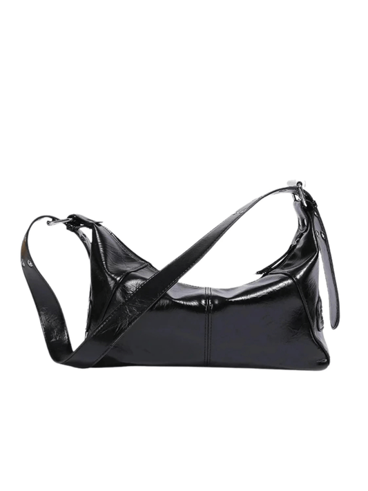 Isla | Luxe Black Patent Leather Shoulder Bag – Sleek & Edgy
