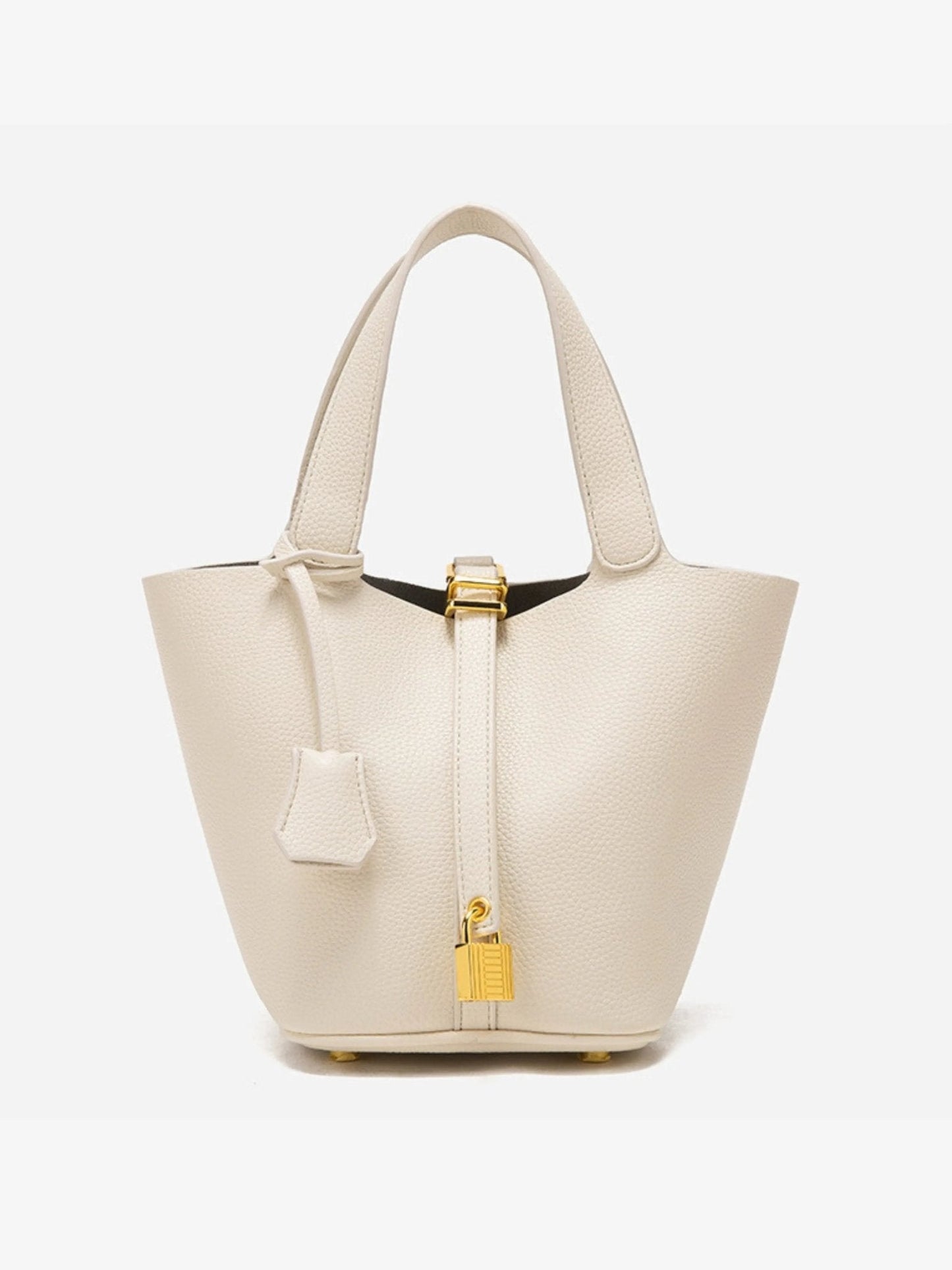 Elaris | Luxe Taupe Leather Bucket Bag – Timeless & Elegant
