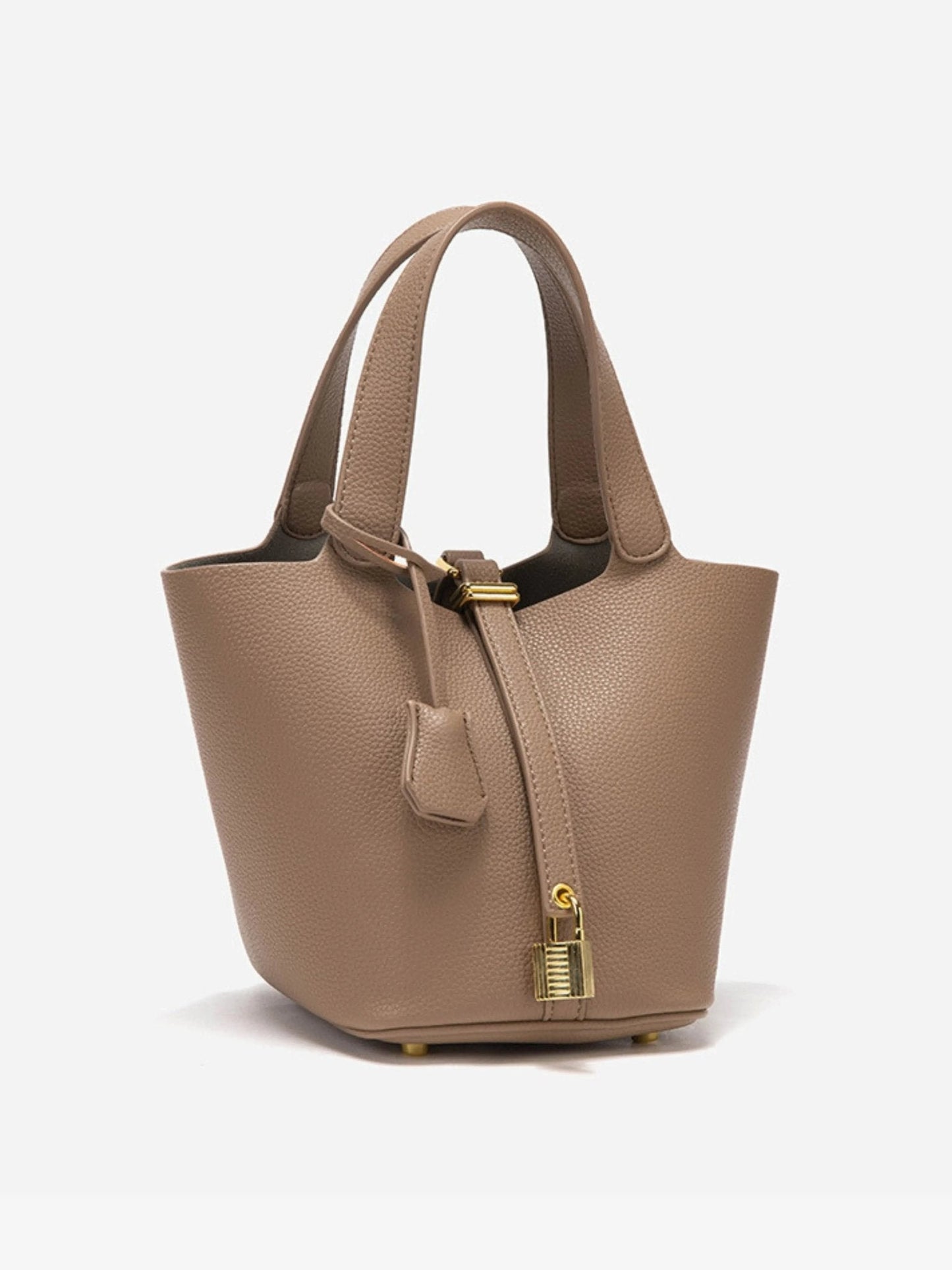 Elaris | Luxe Taupe Leather Bucket Bag – Timeless & Elegant