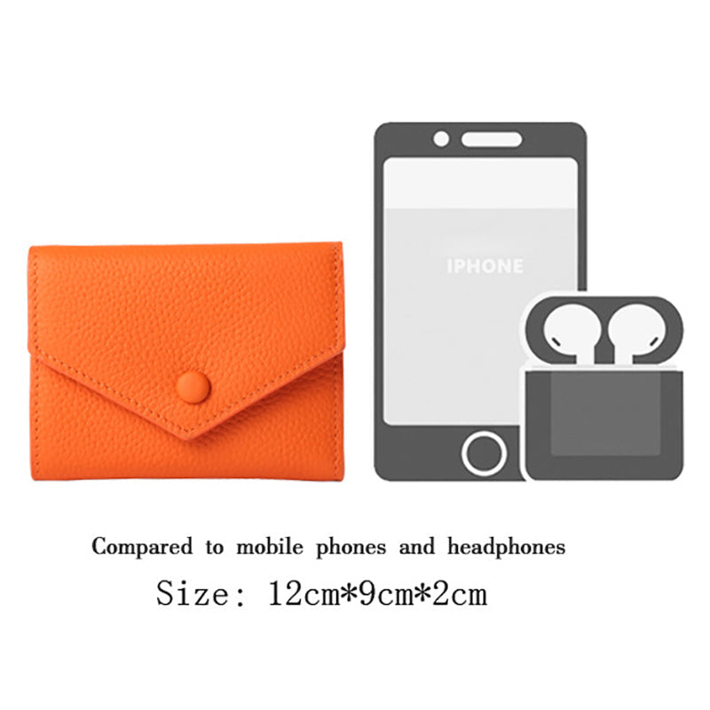 Emma | Orange Pebbled Leather Mini Wallet – Chic & Compact