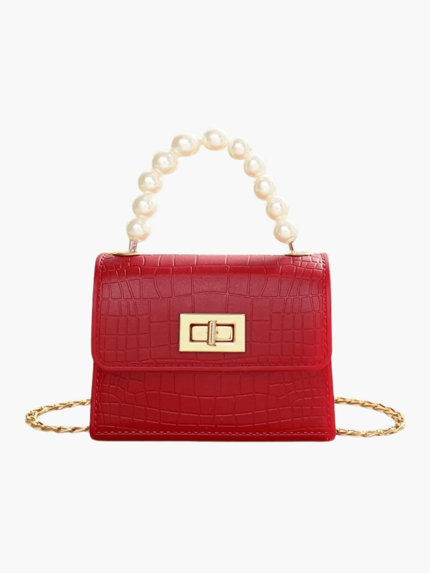 Isabella | Black Croc-Embossed Mini Bag – Elegant & Sophisticated