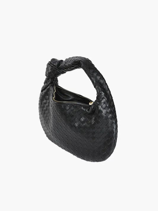 Xavelle | Luxe Black Woven Knot Handle Bag – Timeless & Chic