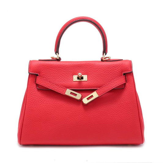 Rivelle | Red Textured Leather Handbag – Bold & Sophisticated