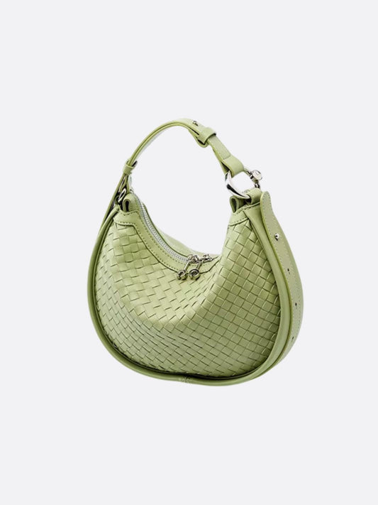 Arden Woven Crescent Bag – Genuine Leather Shoulder Bag