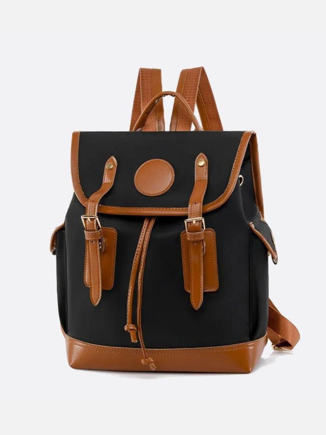 Preston Canvas Backpack – Two-Tone Drawstring Rucksack with Faux Leather Trim