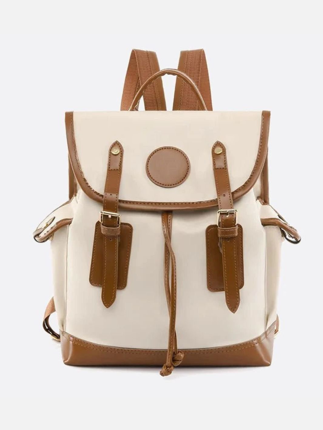 Preston Canvas Backpack – Two-Tone Drawstring Rucksack with Faux Leather Trim