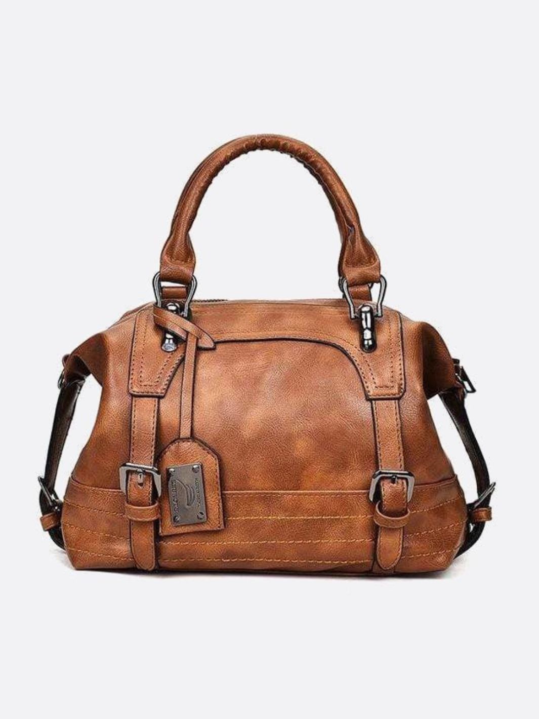 Retro Camel PU Leather Handbag – Vintage Style Shoulder Bag