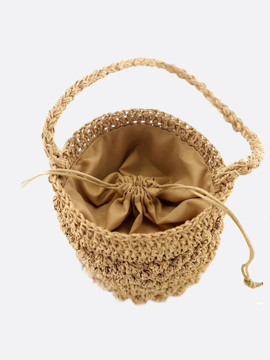 Nova Mini Crochet Bucket Bag – Handwoven Straw Purs