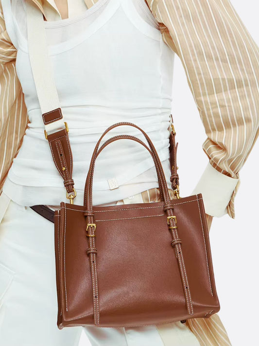 Chic Rectangular Leather Tote Bag