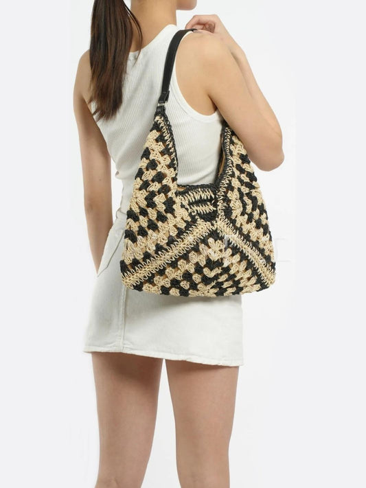 Crochet Woven Triangle Shoulder Bag – Boho Handcrafted Look
