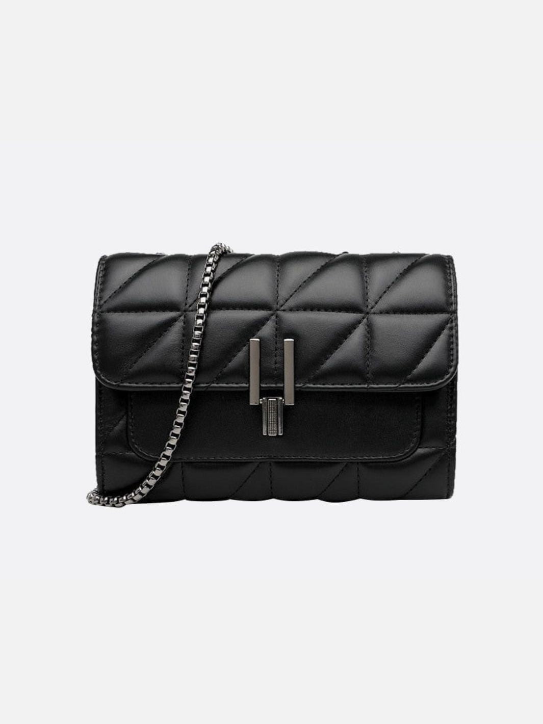 Black Quilted Leather Shoulder Bag – Chain Strap Evening Crossbody