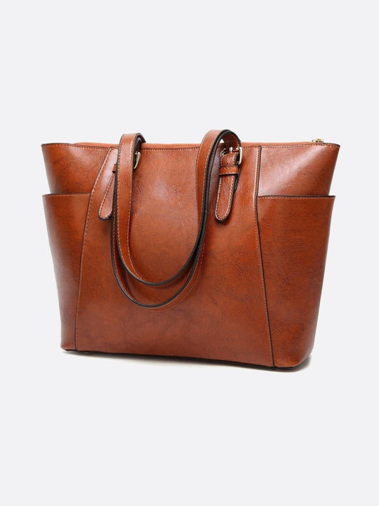 Classic Brown Leather Tote Bag – Everyday Elegance for Modern Women