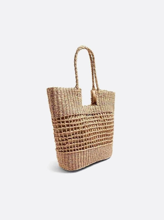 Aria Woven Rope Tote – Natural Open-Weave Handbag
