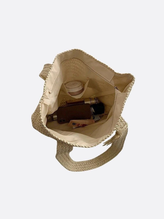 Woven Tote Bag with Tassel Detail – Casual Everyday Handbag