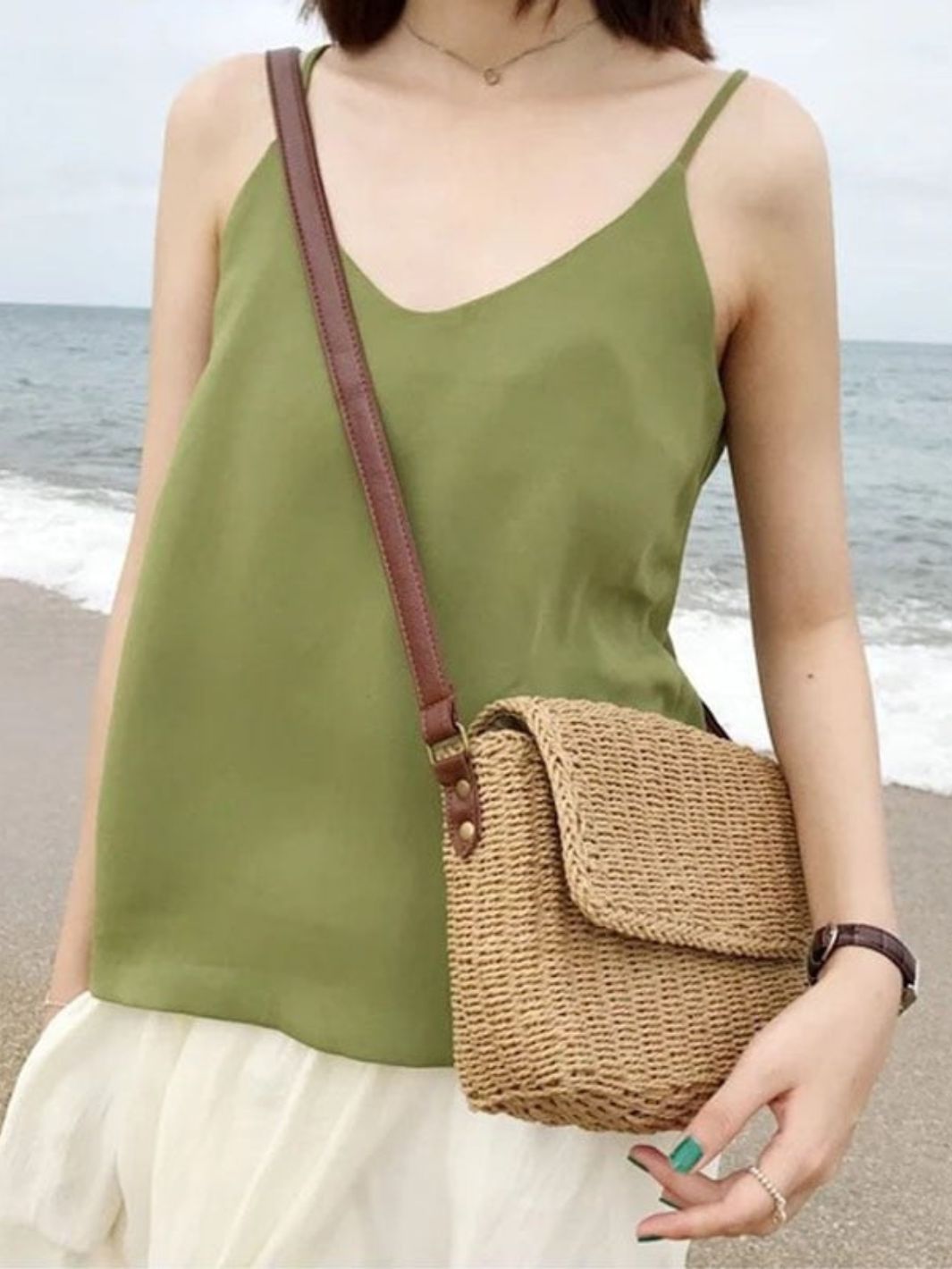 Rectangular Woven Shoulder Bag