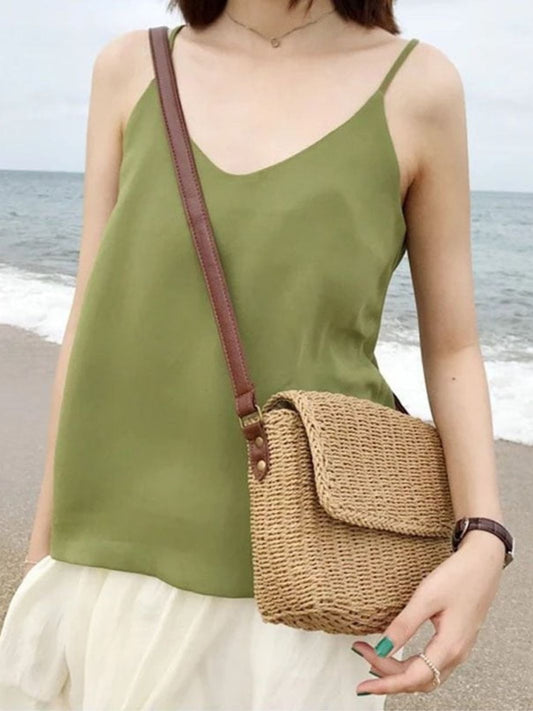 Rectangular Woven Shoulder Bag