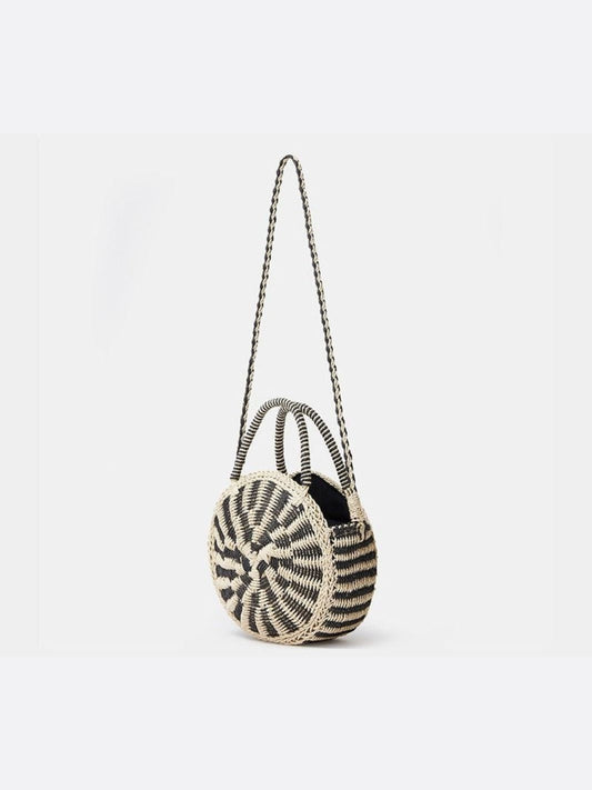 Round Spiral Woven Crossbody Bag – Handcrafted Tote