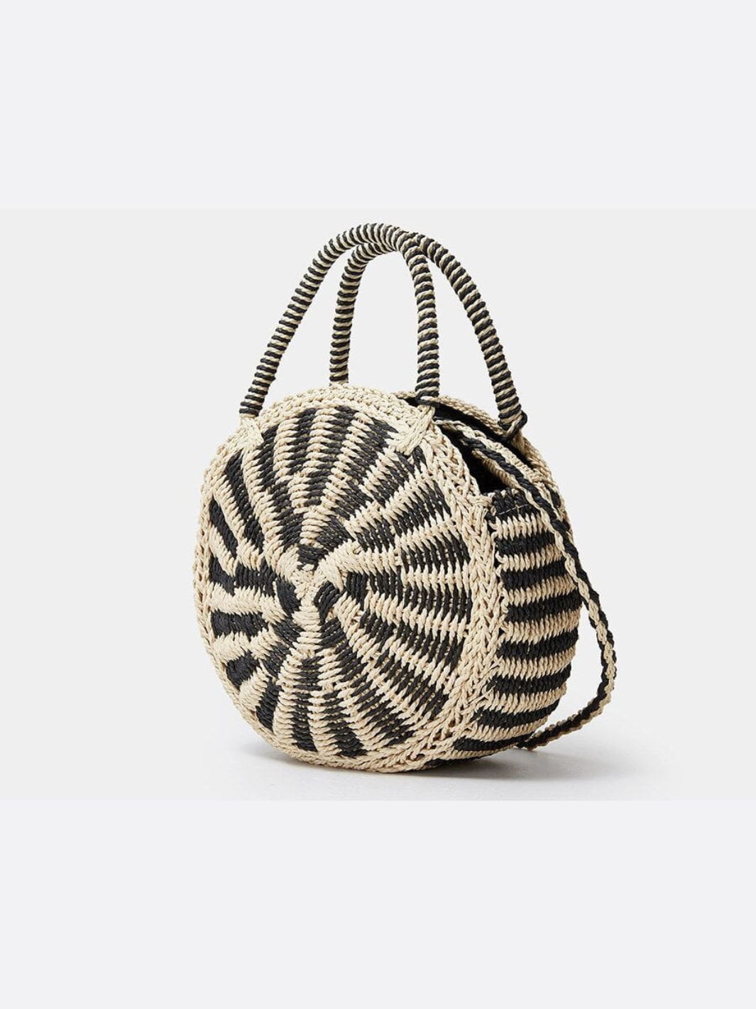 Round Spiral Woven Crossbody Bag – Handcrafted Tote