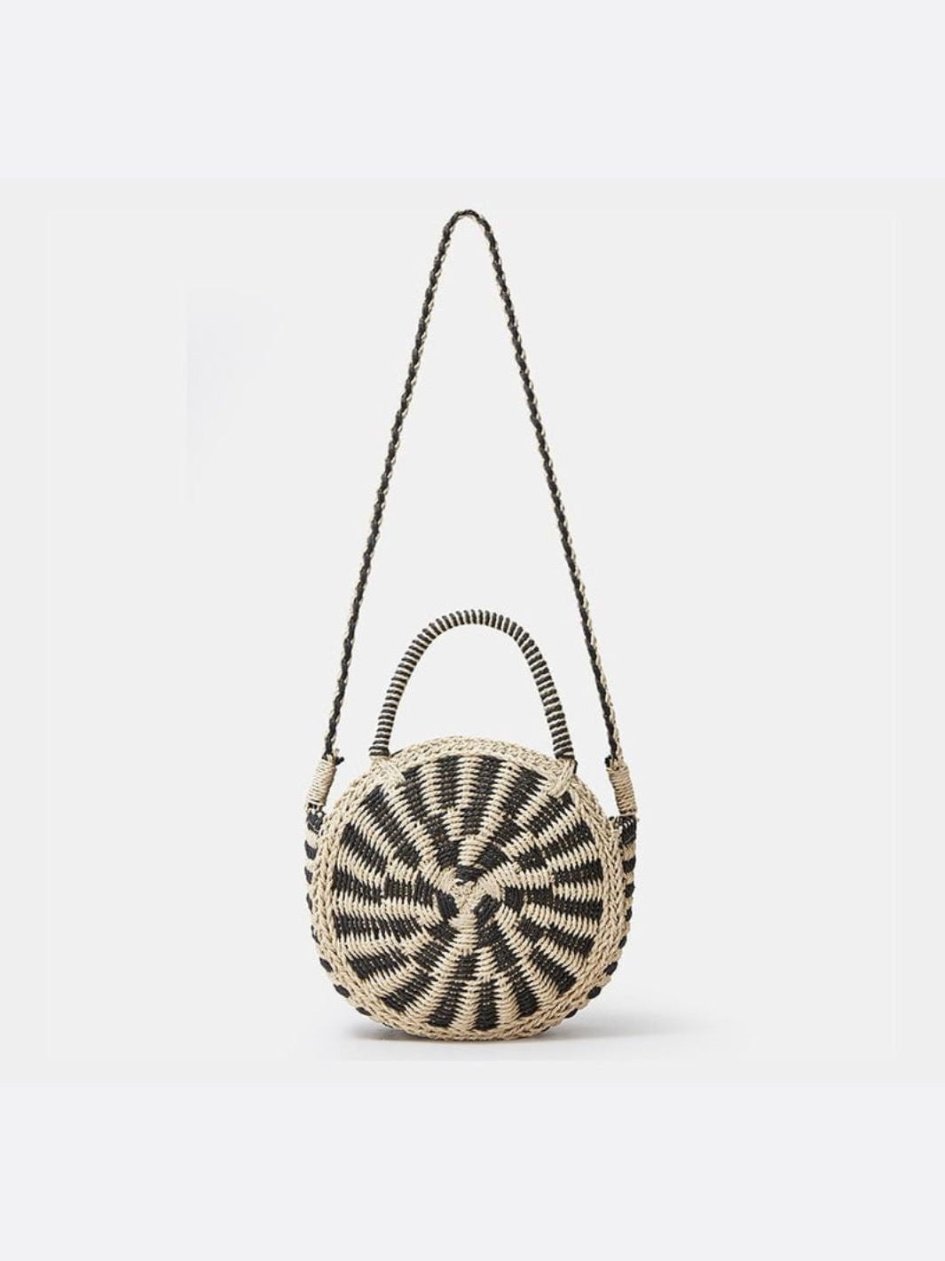 Round Spiral Woven Crossbody Bag – Handcrafted Tote