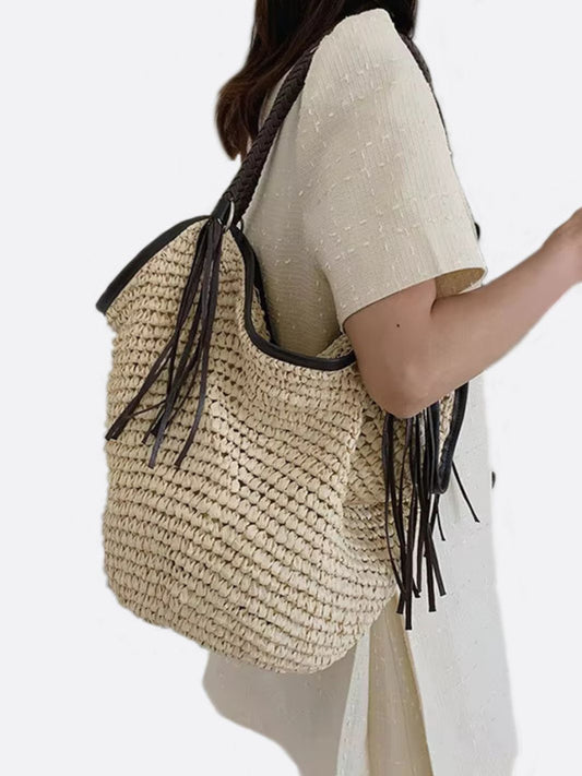Sierra Soft Straw Shoulder Bag – Woven Hobo Tote