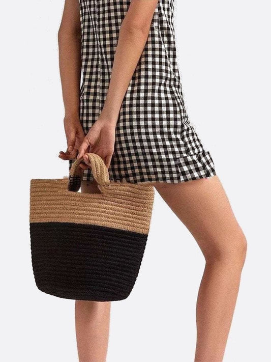Noir Terra Two-Tone Rope Tote β Black and Beige
