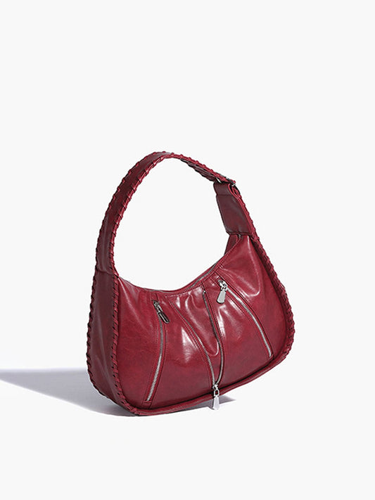 Amelia | Chic Zippered Leather Hobo Bag – Modern & Stylish