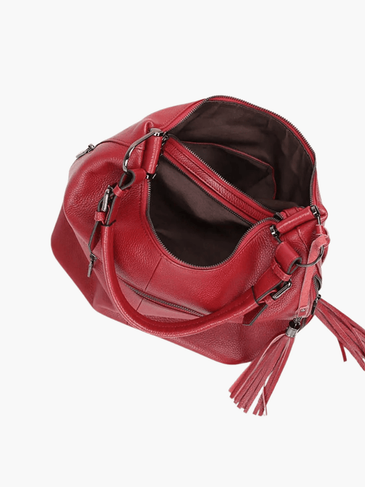 Tivanya | Luxe Red Leather Hobo Bag – Bold & Sophisticated