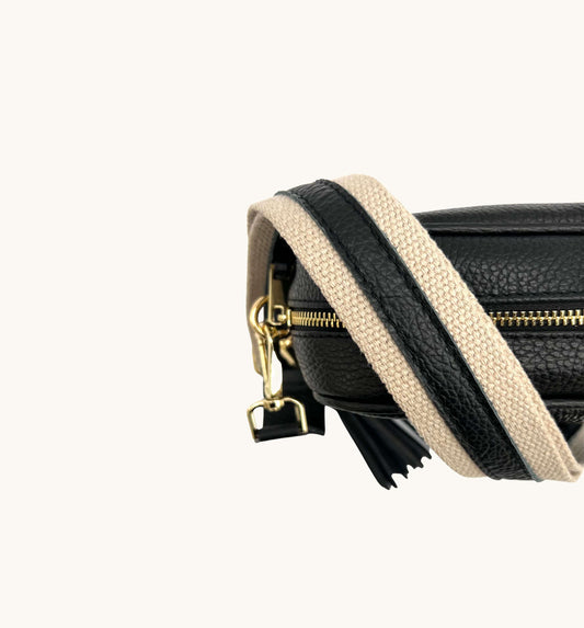 Eulalia | Classic Leather & Canvas Bag Strap – Elegant & Adjustable Design