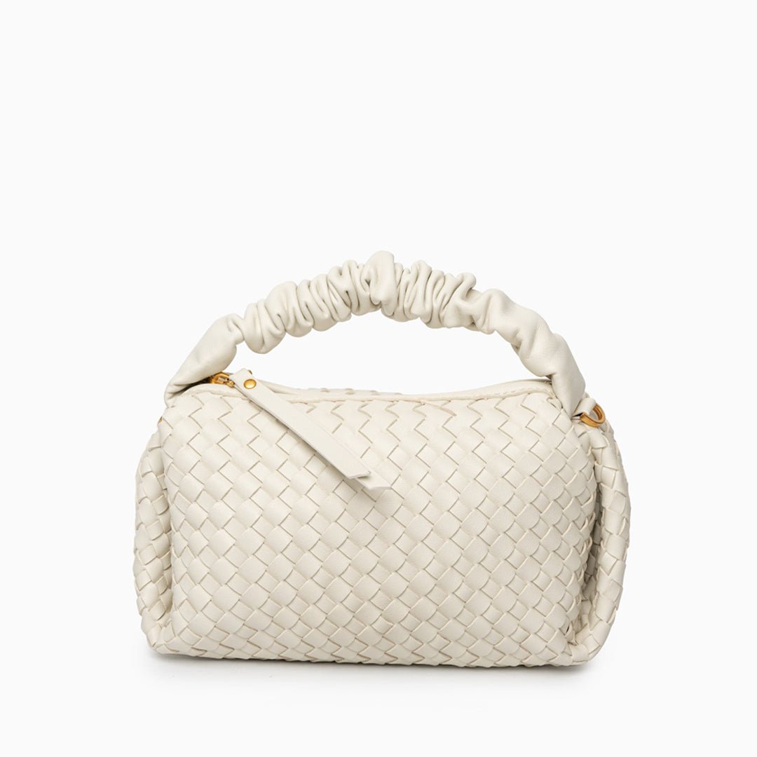 Estelle | Blush Woven Leather Handbag – Chic & Feminine