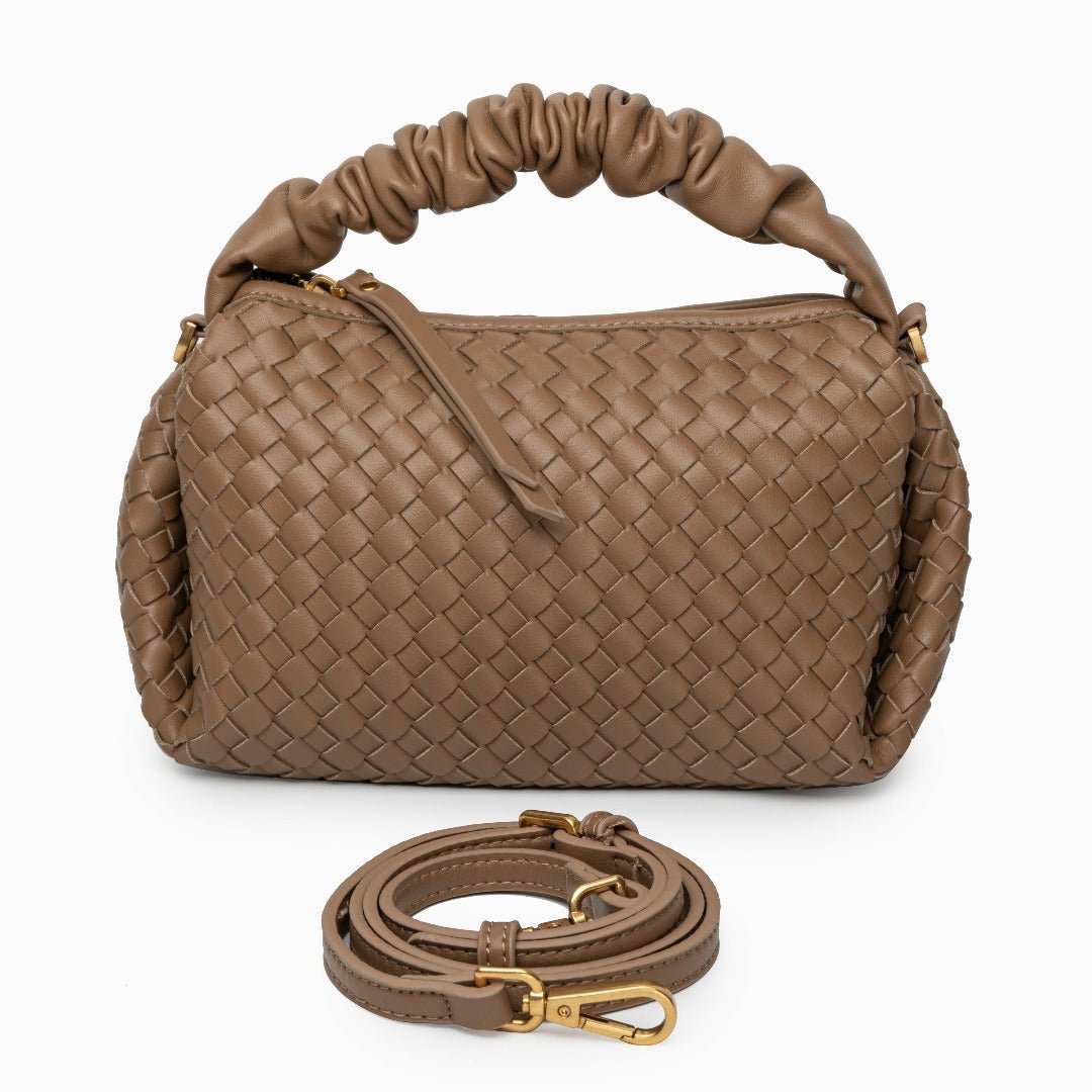 Estelle | Blush Woven Leather Handbag – Chic & Feminine