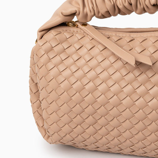 Estelle | Blush Woven Leather Handbag – Chic & Feminine