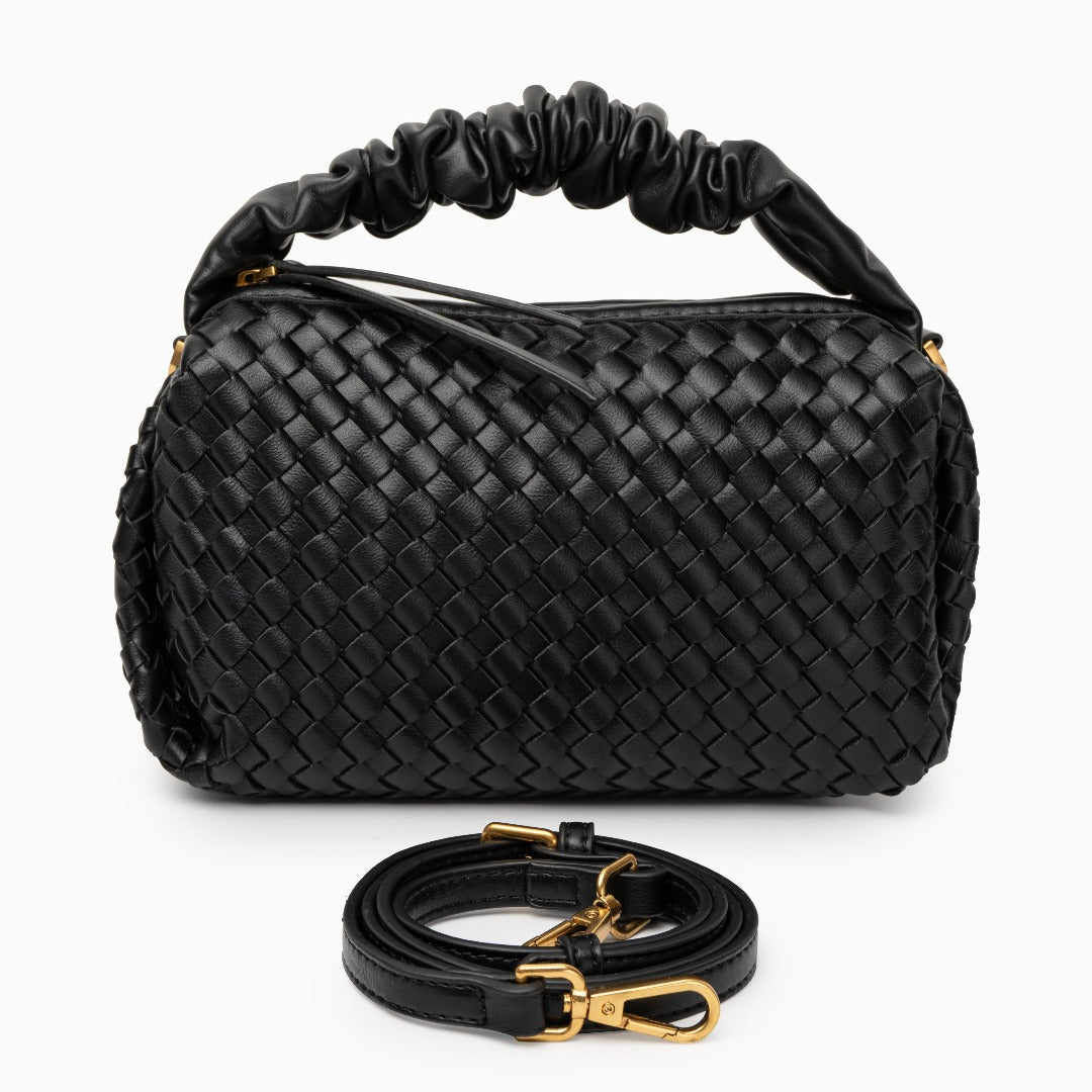Estelle | Blush Woven Leather Handbag – Chic & Feminine