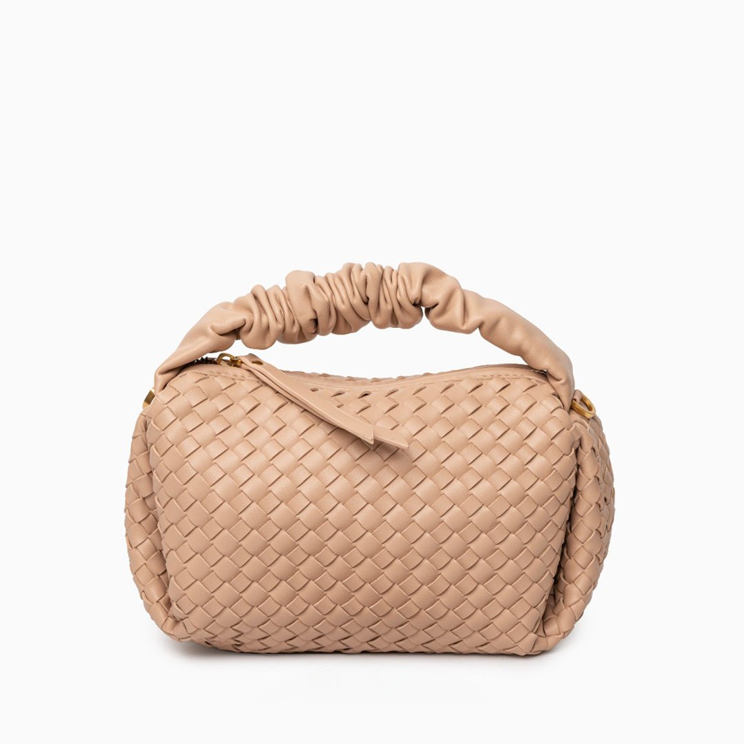 Estelle | Blush Woven Leather Handbag – Chic & Feminine