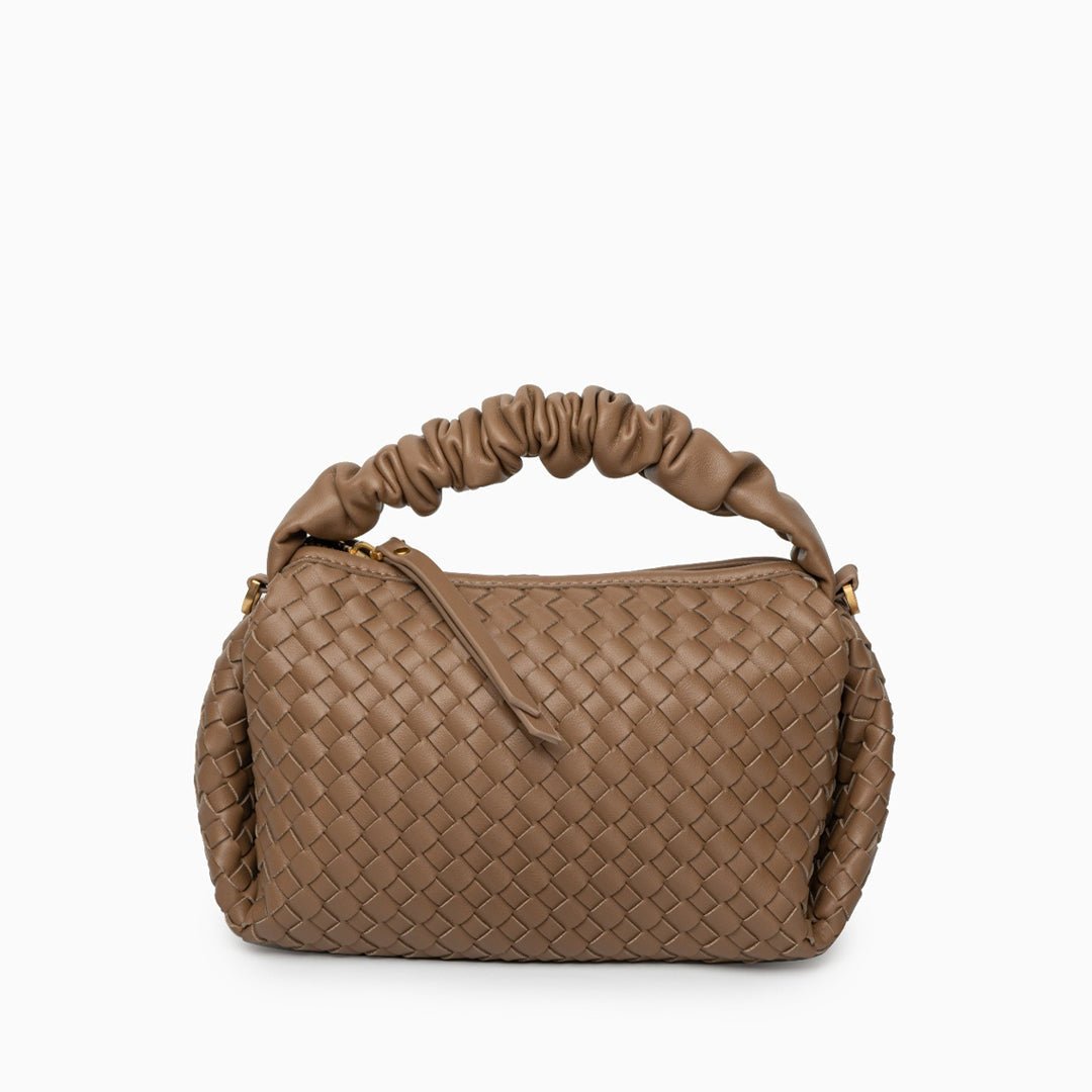 Estelle | Blush Woven Leather Handbag – Chic & Feminine