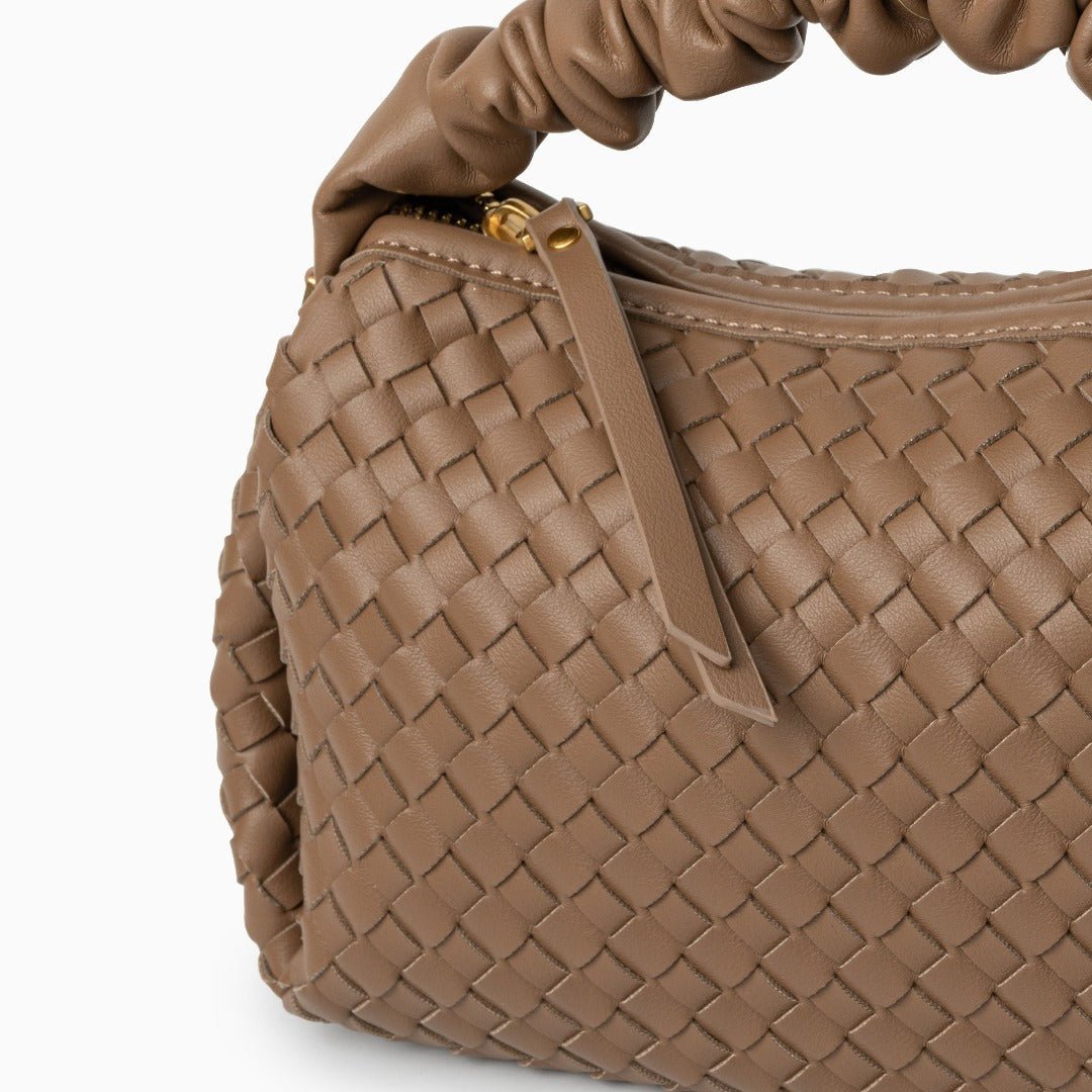 Estelle | Blush Woven Leather Handbag – Chic & Feminine