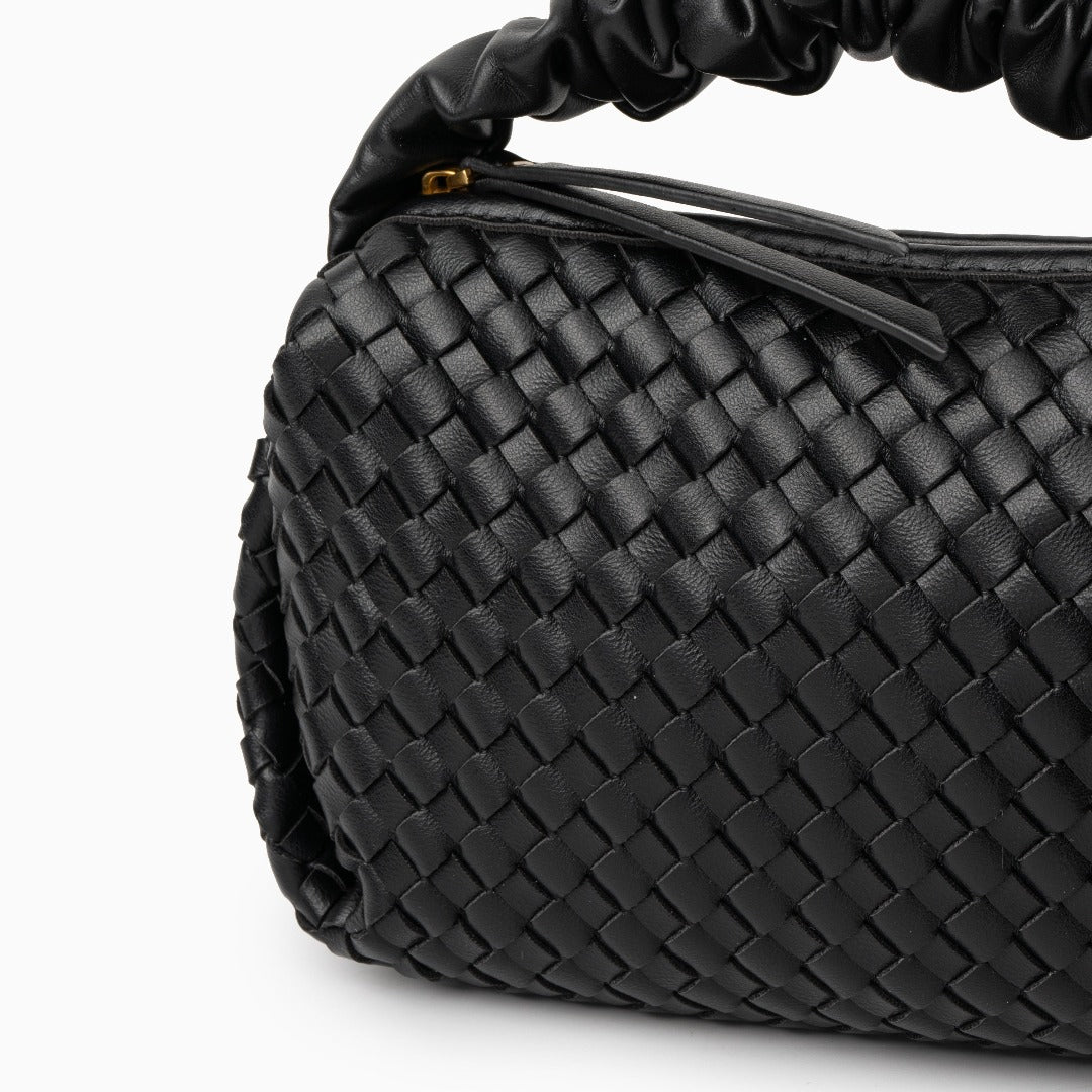 Estelle | Blush Woven Leather Handbag – Chic & Feminine