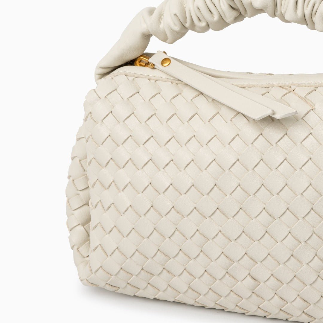 Estelle | Blush Woven Leather Handbag – Chic & Feminine