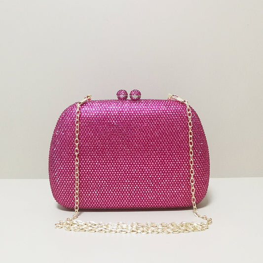 Rosé | Crystal Embellished Pink Evening Clutch – Bold Elegance
