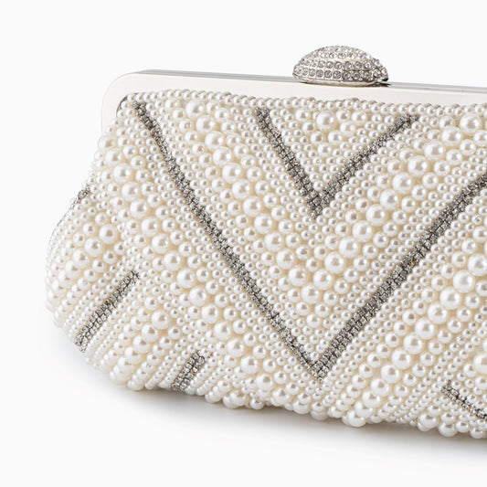 Orliana | Pearl & Crystal Embellished Evening Clutch – Timeless Grace