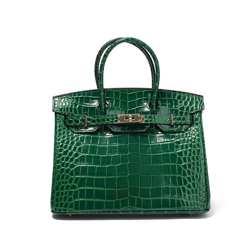 Isla | Luxury Emerald Green Crocodile Embossed Tote Bag – Aurora Signature Handbag