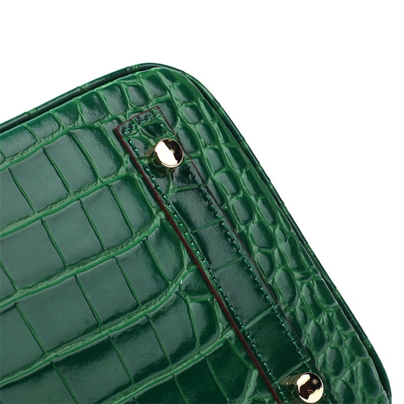 Isla | Luxury Emerald Green Crocodile Embossed Tote Bag – Aurora Signature Handbag