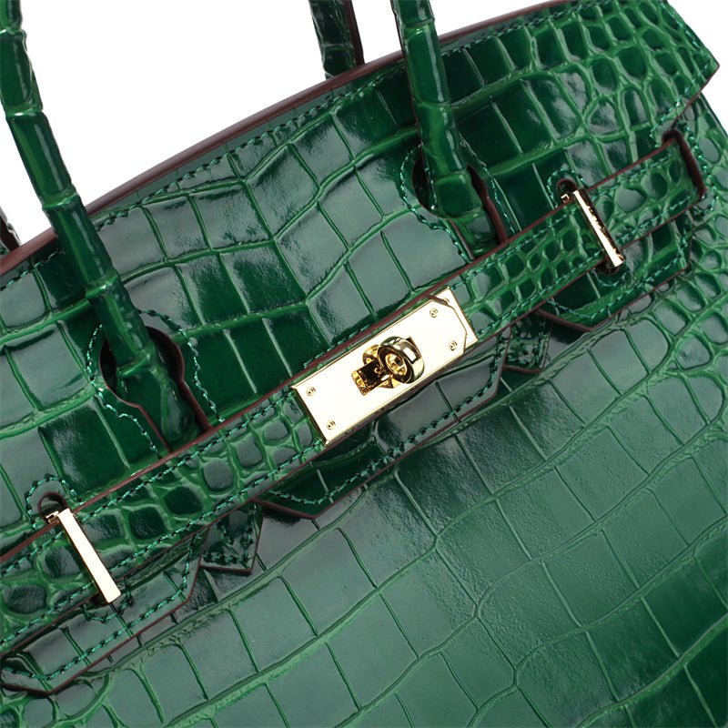 Isla | Luxury Emerald Green Crocodile Embossed Tote Bag – Aurora Signature Handbag