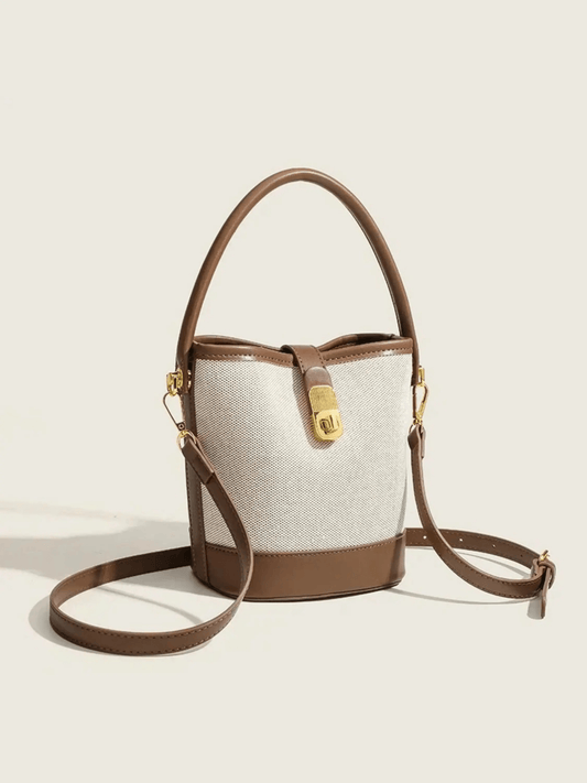 Isla | Elegant Canvas & Leather Bucket Bag – Chic & Versatile