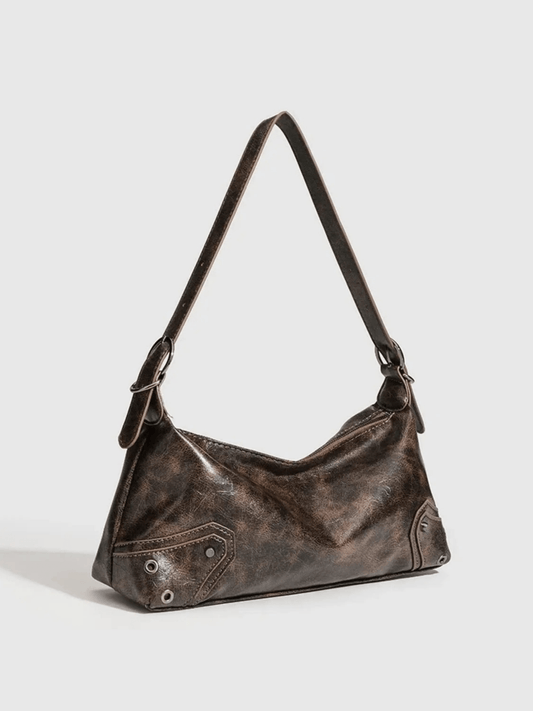 Raven | Luxe Distressed Leather Shoulder Bag – Edgy & Bold