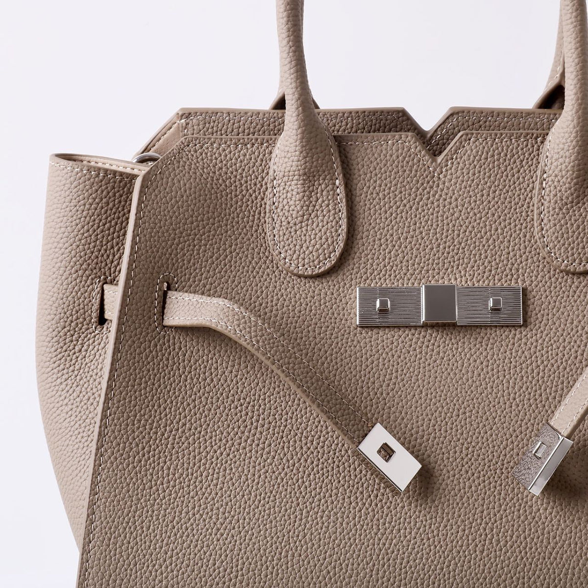 Natalie | Taupe Leather Satchel Bag – Elegant & Timeless