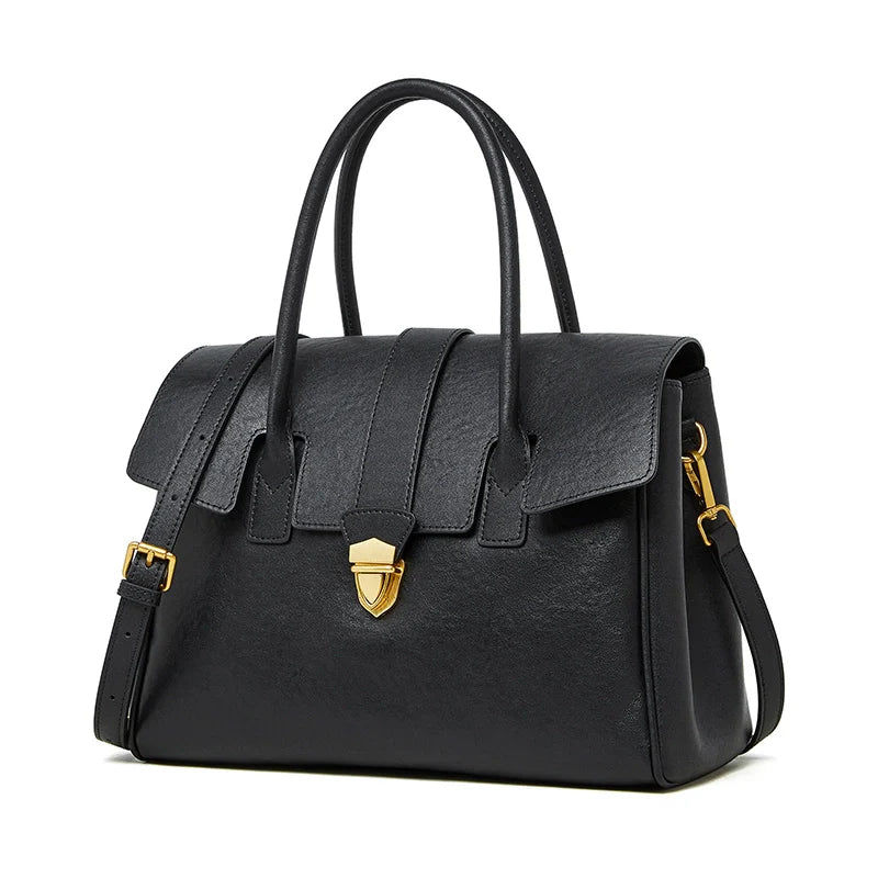 Structured Leather Tote – Elegant Top Handle Work Bag
