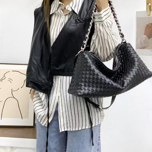 Thessaly | Sage Green Woven Leather Hobo Bag – Chic, Soft & Effortlessly Stylish