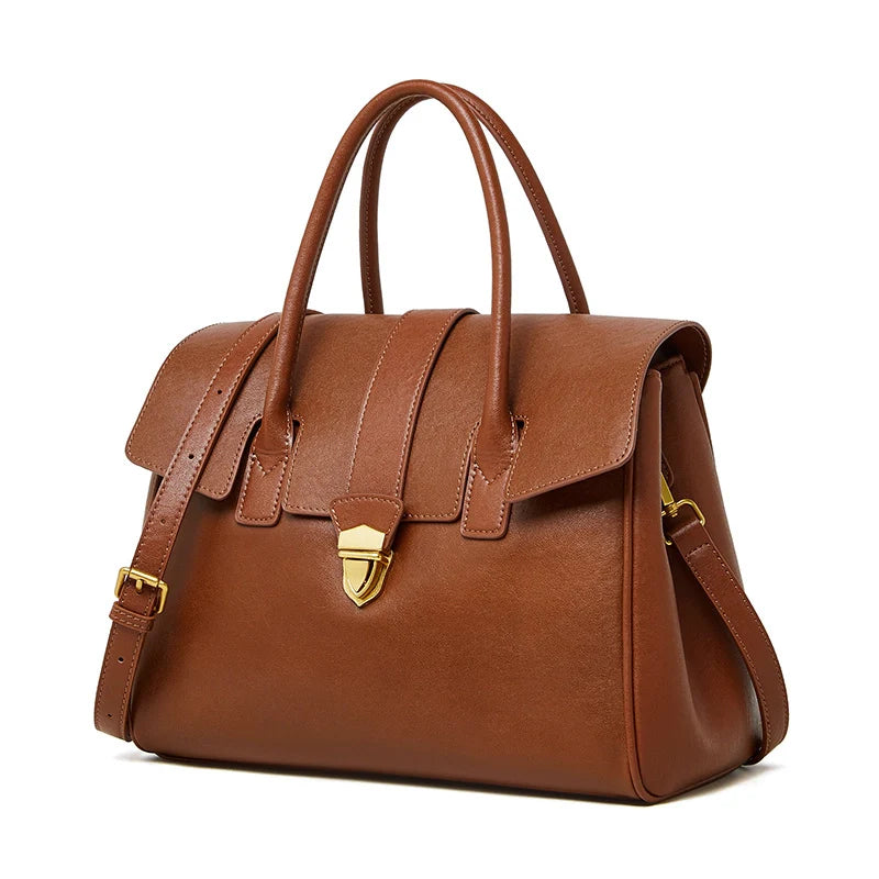 Structured Leather Tote – Elegant Top Handle Work Bag